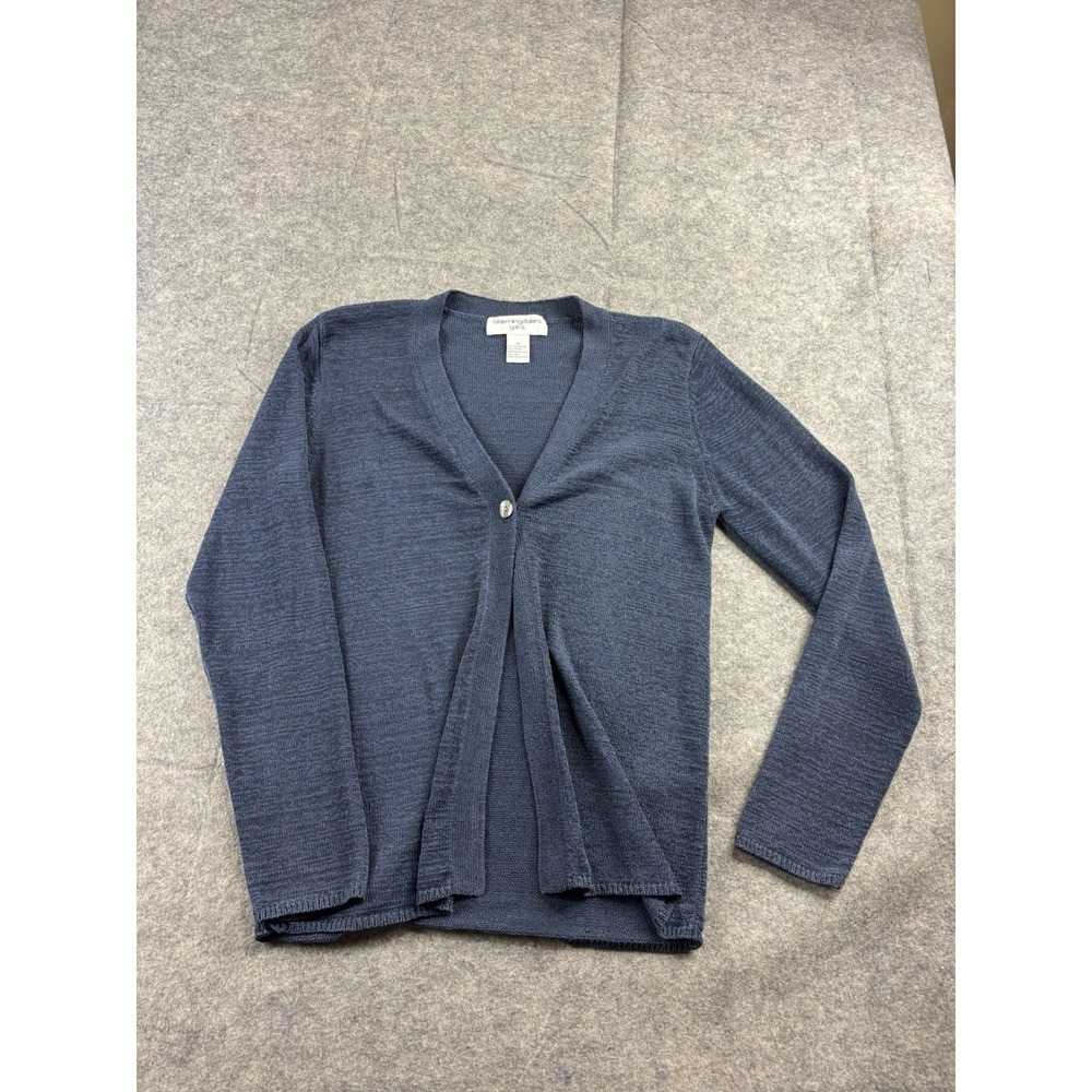 Bloomingdales Y. E. S.‎ Cardigan Sweater Women's M Blue Single Button Knit Y2K